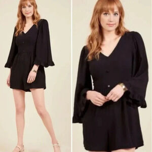 Modcloth Black Bell Sleeve Romper